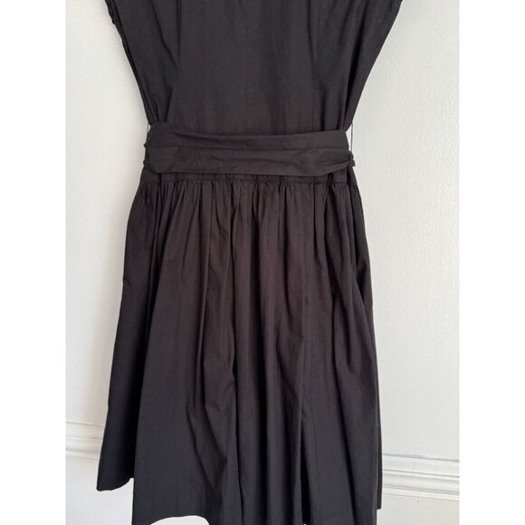 Norma Kamali Women Cap-Sleeve Poplin Pleated Shirt-Dress Size L Preppy Grunge - Picture 6 of 11